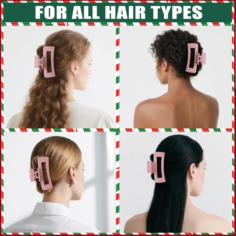 TOCESS Hair Claw Clips for Women - 8PK Large Neutral Square Jumbo Hair Clips for Thick, Thin, Long, Short, Curly Hair Girls, Big Jaw Clip Set for Daily Use(Glossy Blush) - Image 5